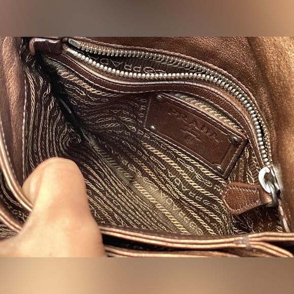 Vintage Prada Nappa Leather Shoulder Bag Ruffle Accents - Picture 2 of 16